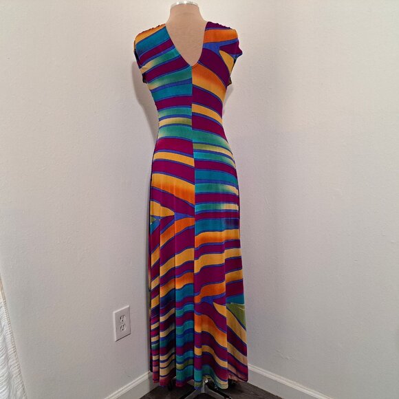 A'GACI Juniors Maxi Empire Waist Dress Multicolor Size XS Sleeveless - Picture 2 of 8